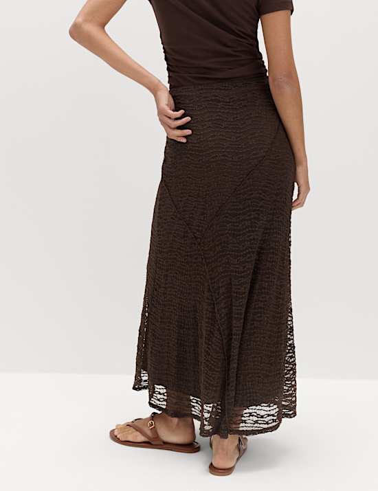 Jersey Textured Midaxi Straight Slip Skirt