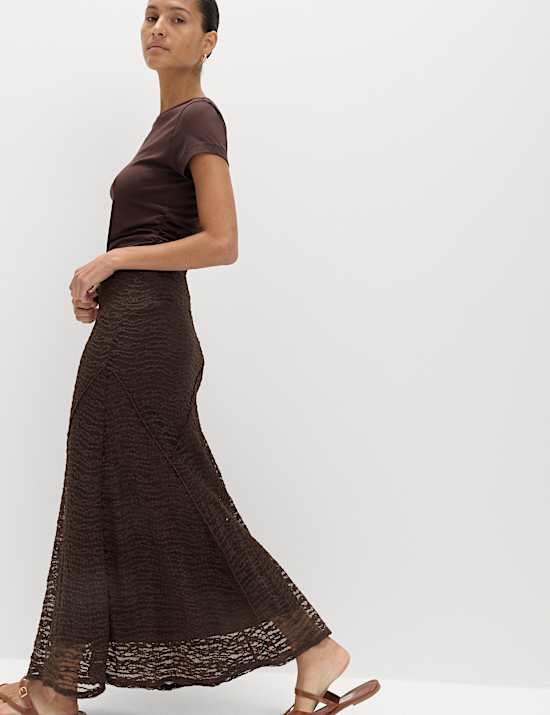 Jersey Textured Midaxi Straight Slip Skirt