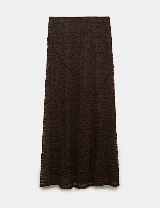 Jersey Textured Midaxi Straight Slip Skirt