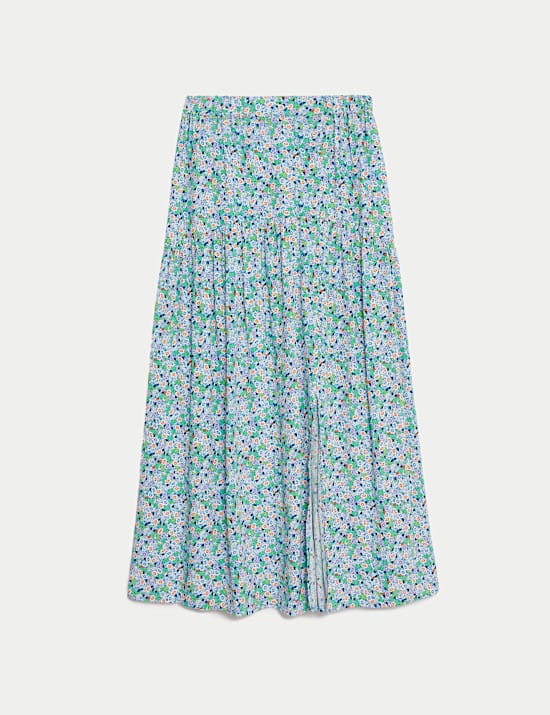 Midi-Schlupfrock mit seitlichem Schlitz und Blumenmuster