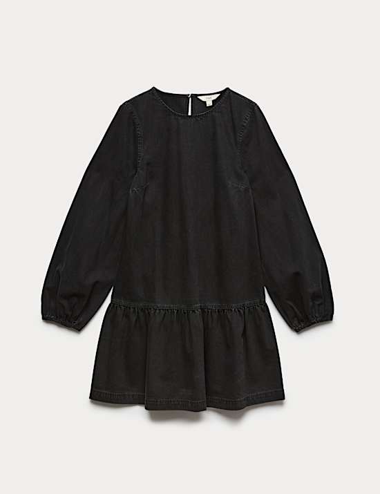 Pure Cotton Denim Mini Smock Dress