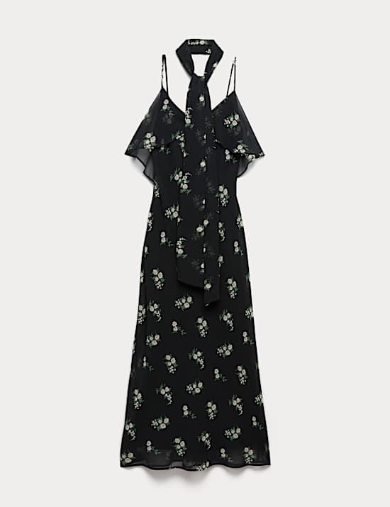 Floral Scarf Detail Midaxi Cami Dress