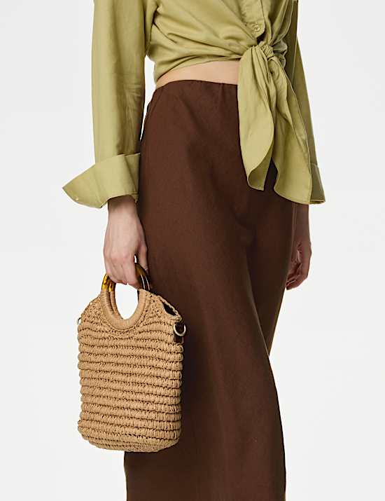 Linen Blend Midaxi Slip Skirt