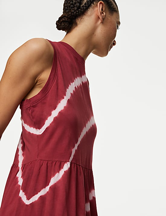 Pure Cotton Printed Knee Length Tiered Dress