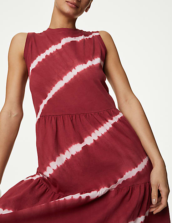 Pure Cotton Printed Knee Length Tiered Dress