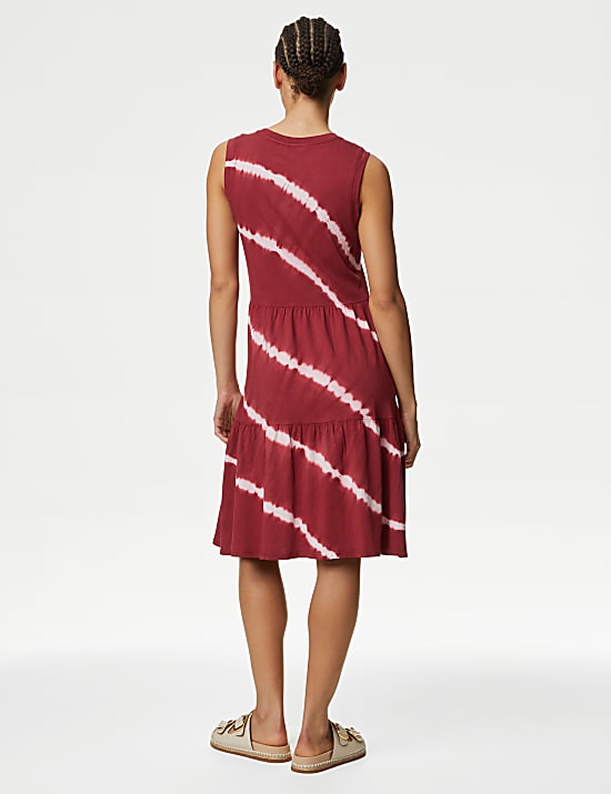 Pure Cotton Printed Knee Length Tiered Dress