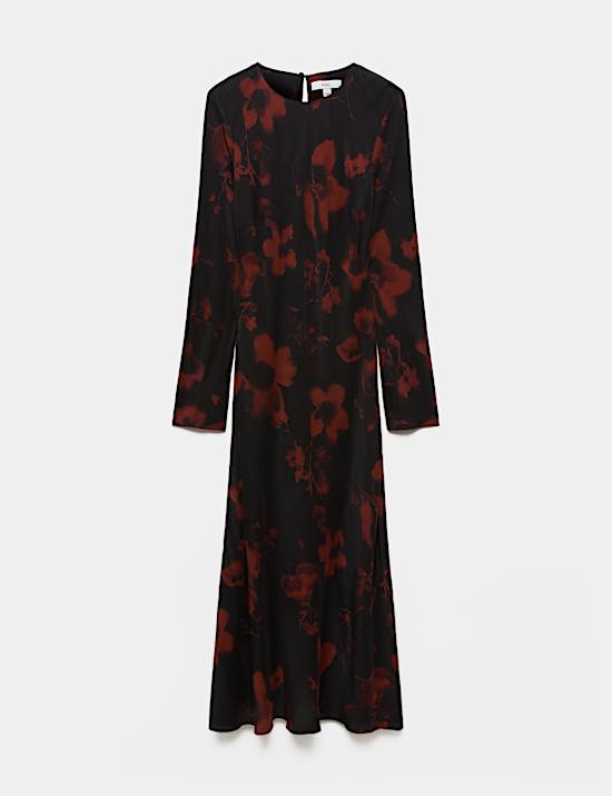 Satin Floral Midaxi Column Dress