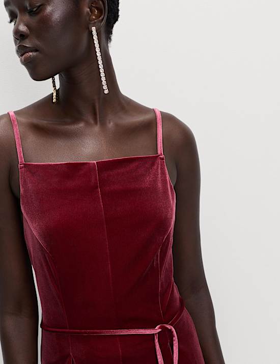 Velvet Square Neck Jumpsuit