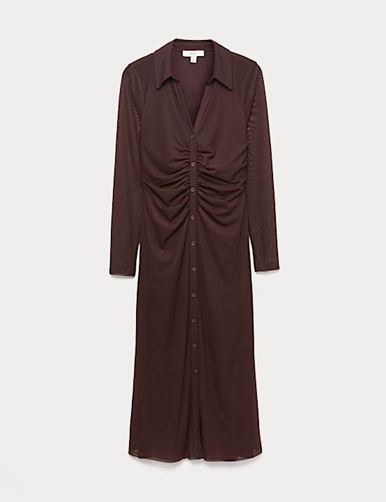 Robe chemise midi en filet jersey