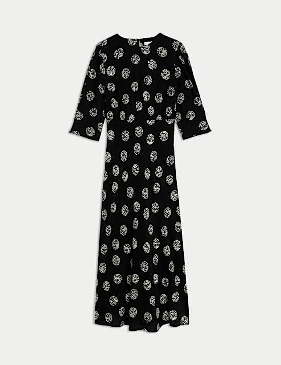 Printed Round Neck Midaxi Column Dress
