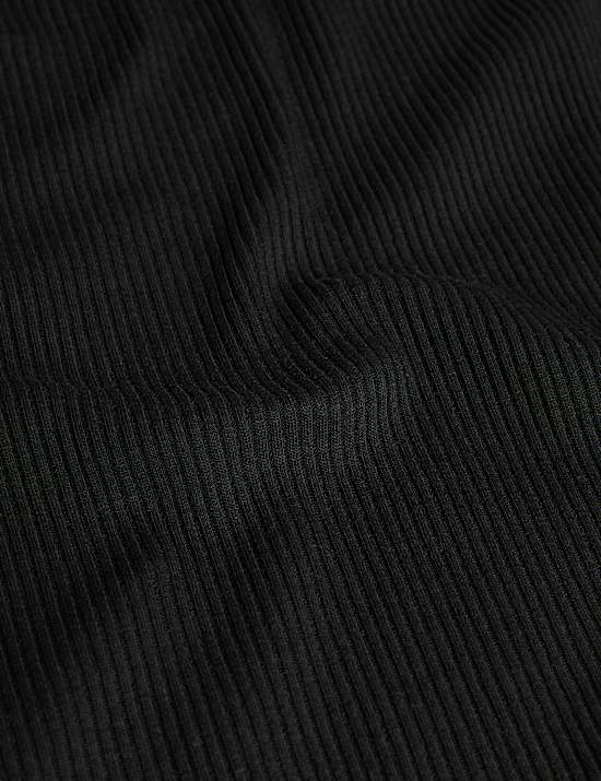 Cotton Blend Round Neck Midi Column Dress