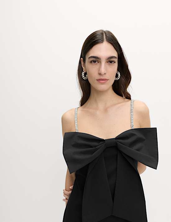 Embellished Bow Detail Mini Dress