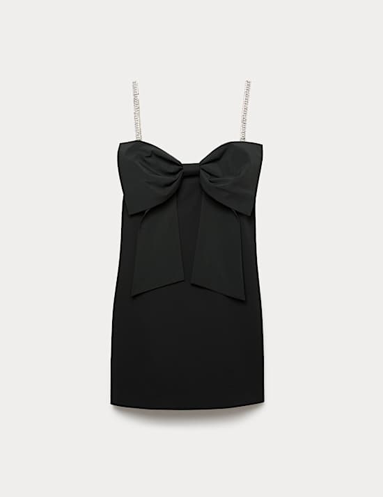 Embellished Bow Detail Mini Dress