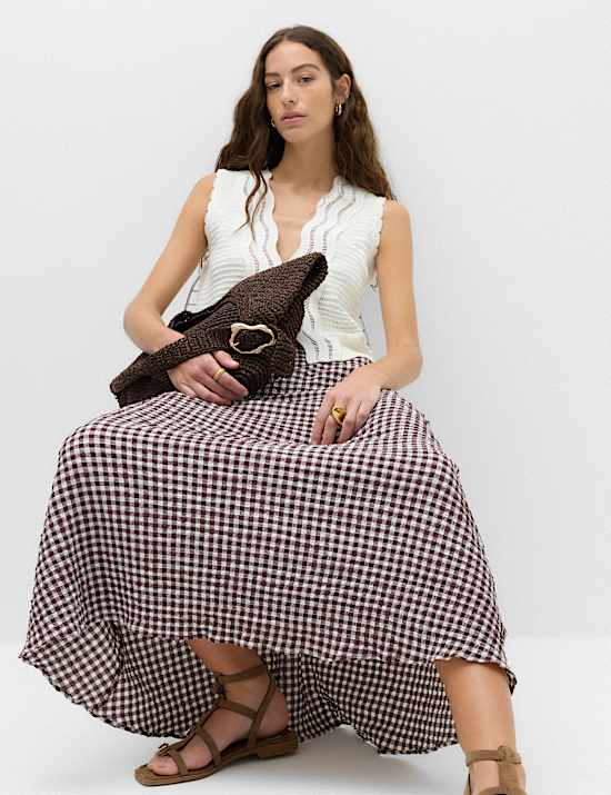Cotton Rich Gingham Midaxi Circle Skirt