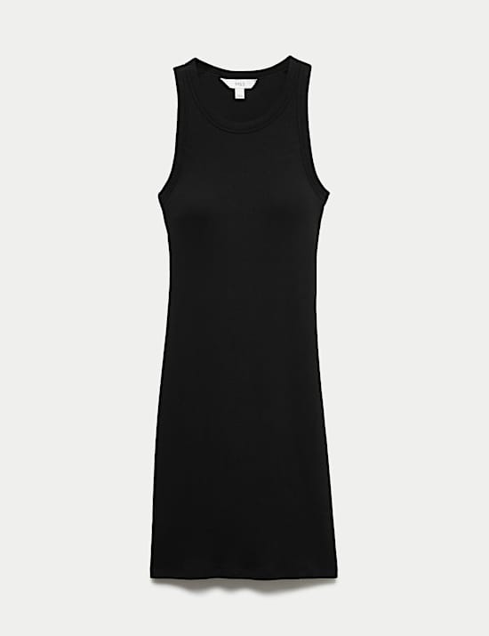 Cotton Rich Ribbed Bra Insert Mini Bodycon Dress