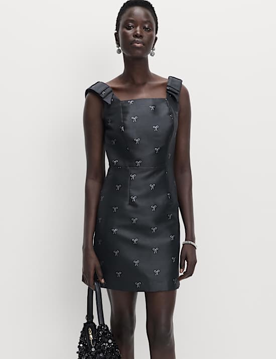 Bow Detail Mini Waisted Dress