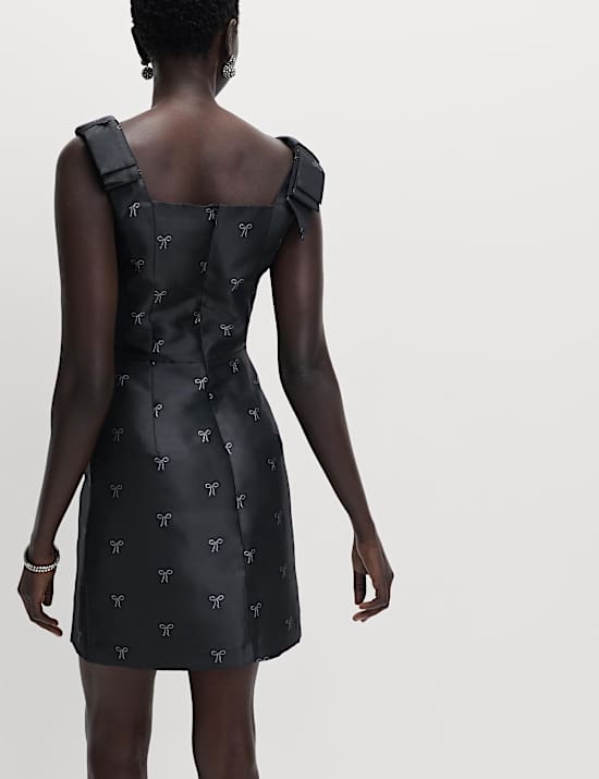 Bow Detail Mini Waisted Dress