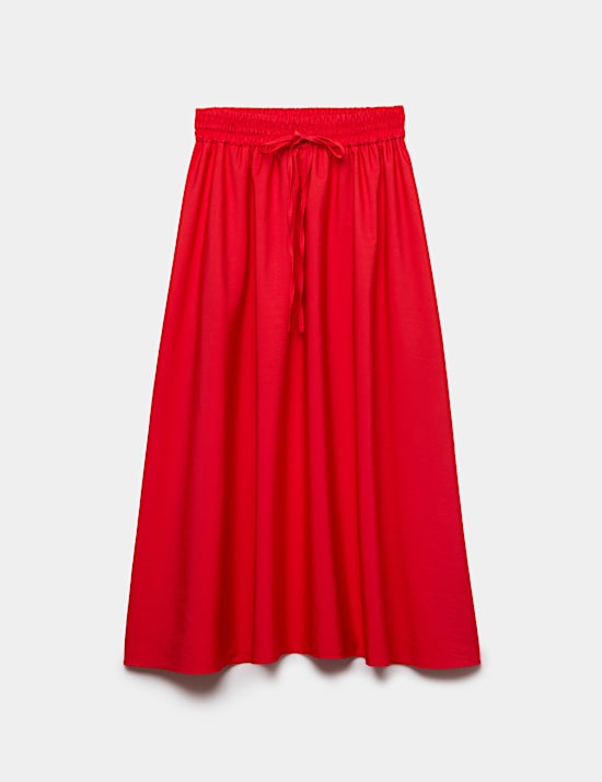 Tie Front Midi A-Line Skirt