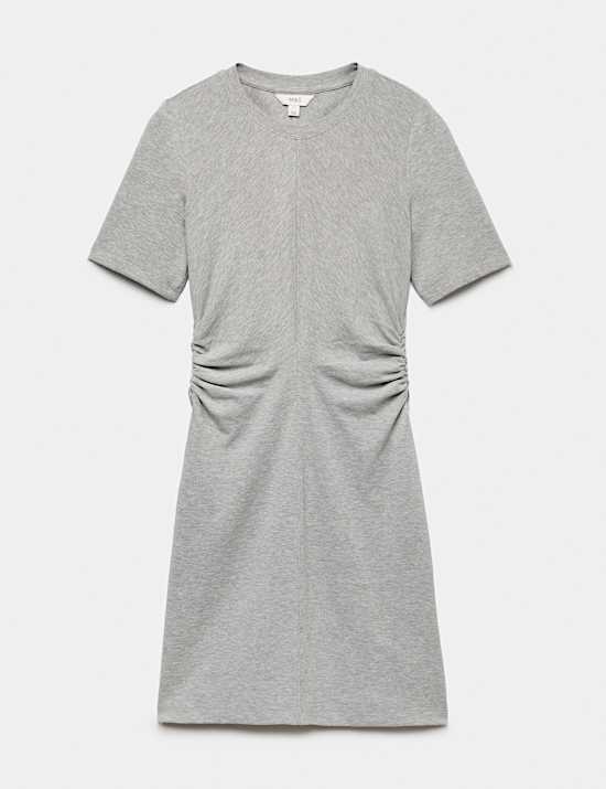 Robe t-shirt mini en jersey ruch&eacute;