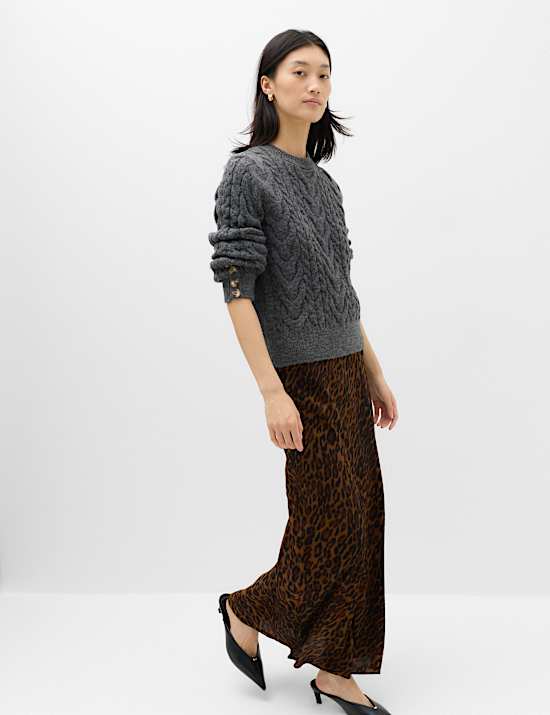 Leopard Print Elasticated Waist Maxi Slip Skirt