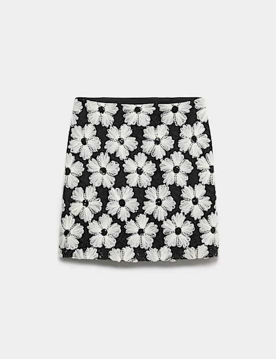 Embellished Mini A-Line Skirt