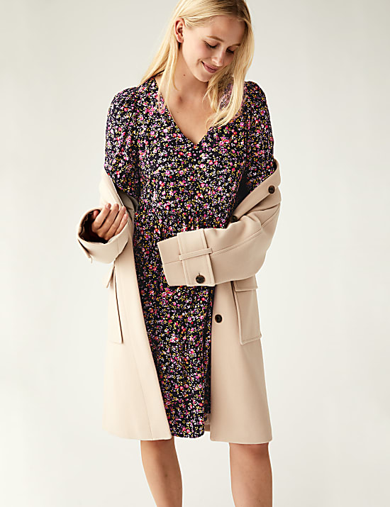 Woven Floral V-Neck Relaxed Mini Dress