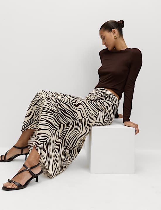 Printed Midaxi Slip Skirt