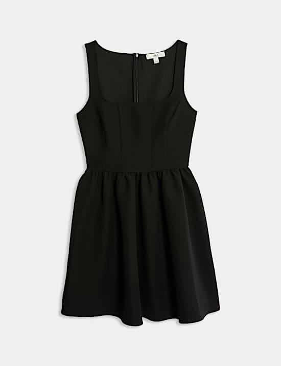 Square Neck Mini Waisted Dress