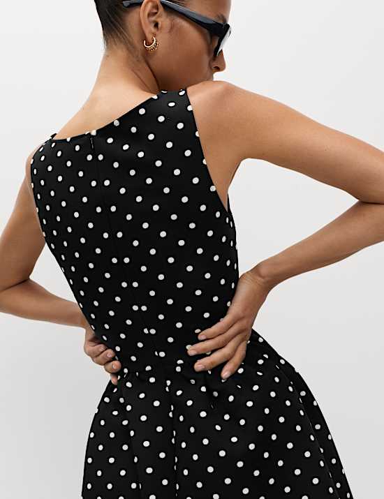 Square Neck Mini Waisted Dress