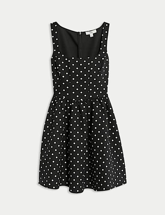 Square Neck Mini Waisted Dress