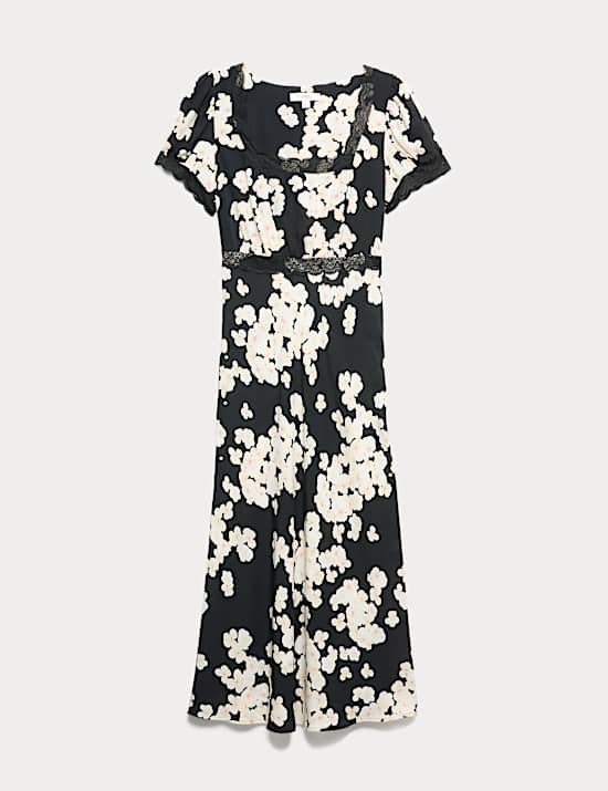 Robe midaxi &agrave; d&eacute;tail en dentelle floral