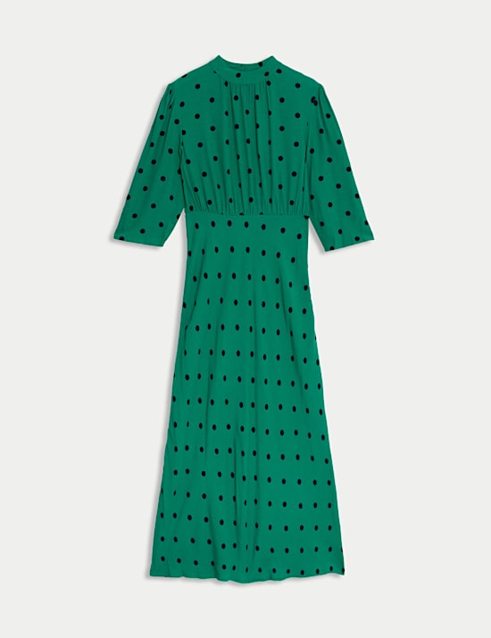 Printed High Neck Midaxi Tea Dress