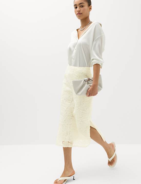 Textured Midi A-Line Skirt