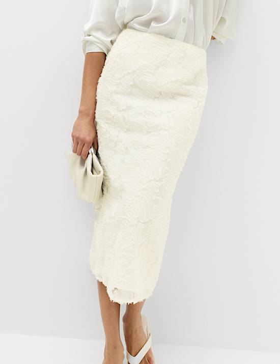Textured Midi A-Line Skirt