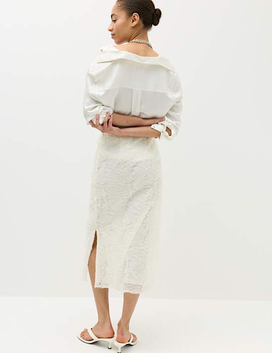 Textured Midi A-Line Skirt