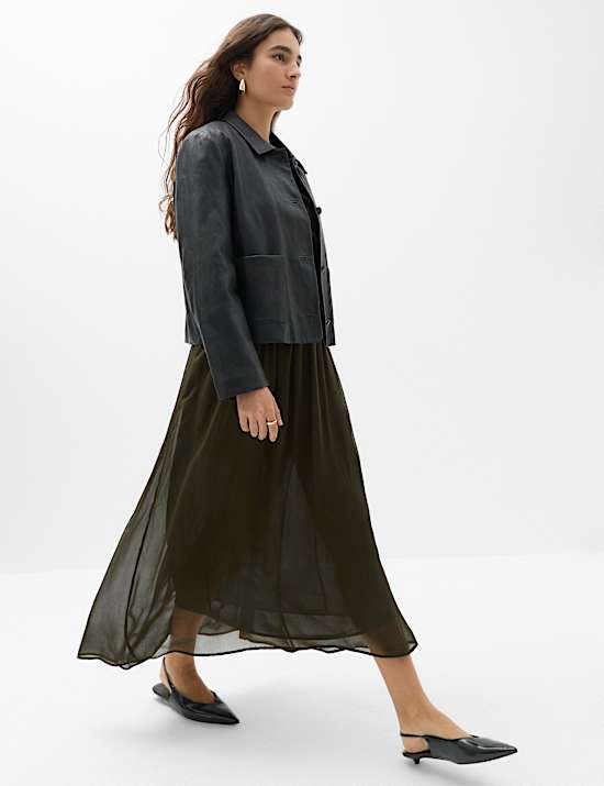 Chiffon Ruffle Detail Maxi Dress