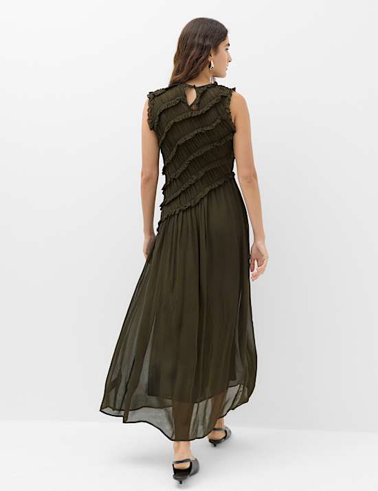 Chiffon Ruffle Detail Maxi Dress