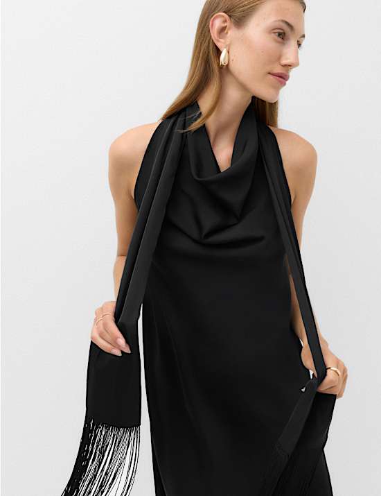 Satin Scarf Detail Mini Shift Dress