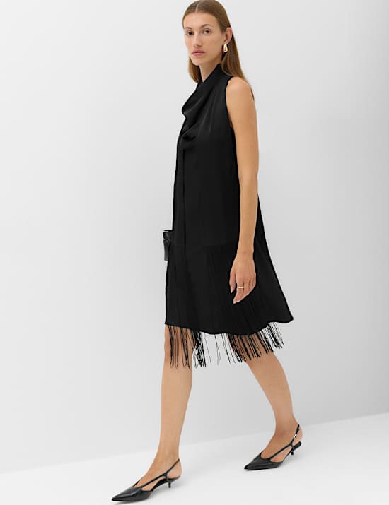 Satin Scarf Detail Mini Shift Dress