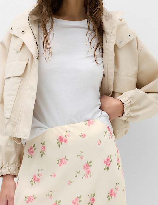 Floral Ruffle Hem Midi Tiered Skirt