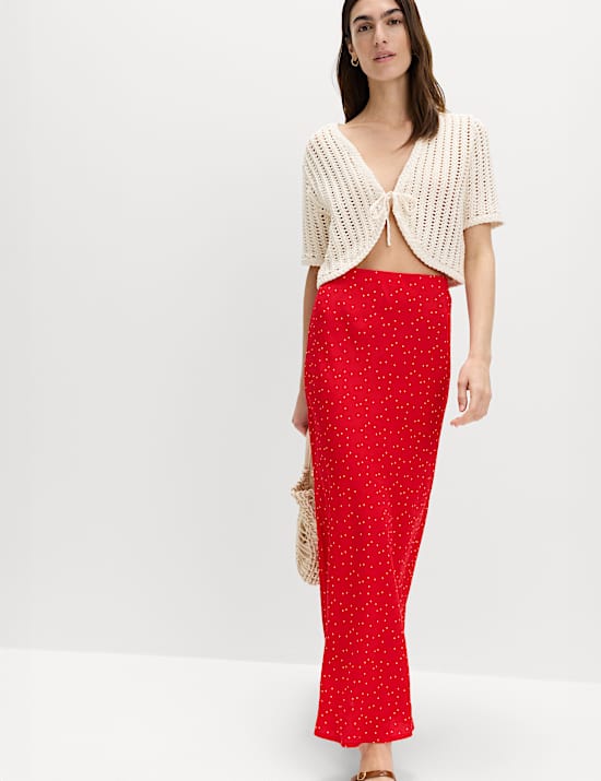 Printed Midi Slip Skirt