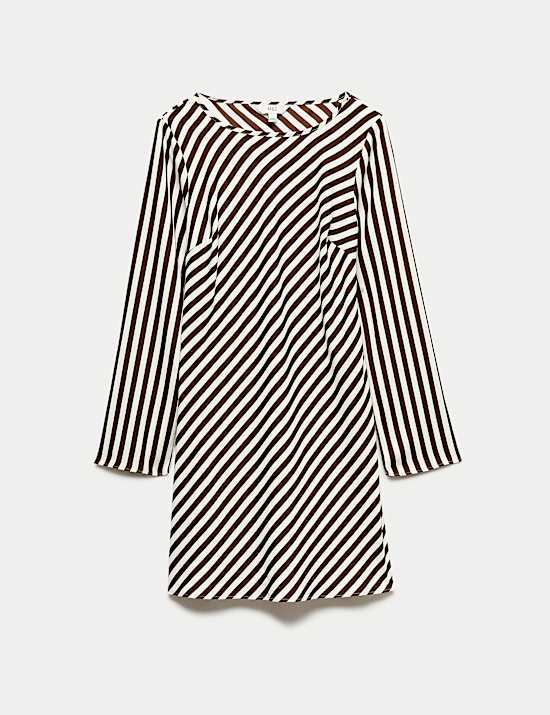 Striped Long Sleeve Mini Shift Dress