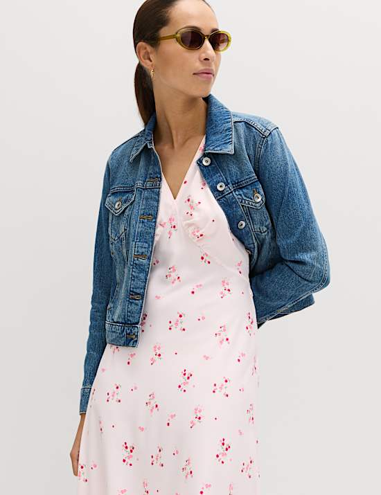 Printed V-Neck Midi Tea Dress