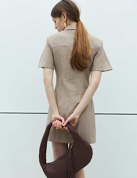 Button Through Mini Shirt Dress