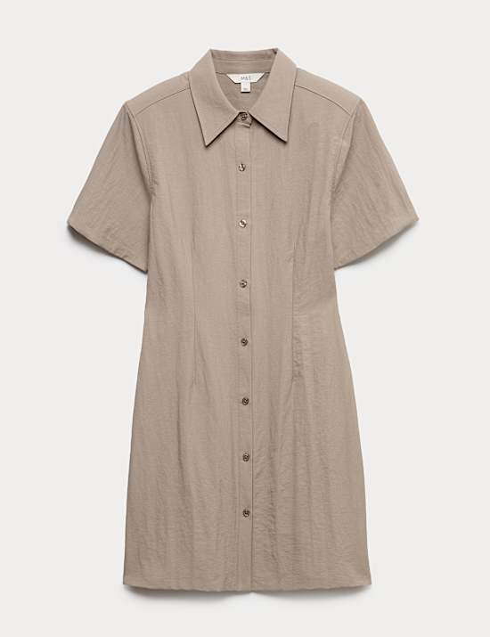Button Through Mini Shirt Dress