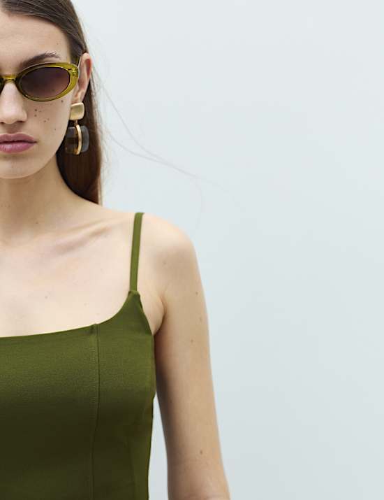 Square Neck Bubble Hem Midaxi Skater Dress