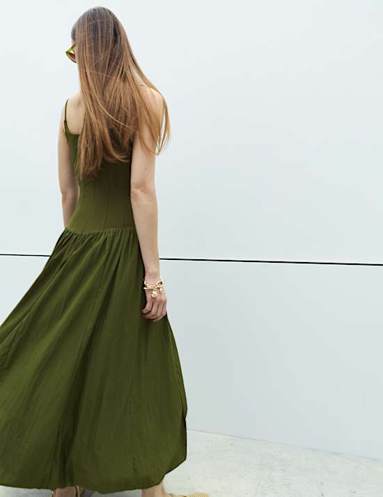 Square Neck Bubble Hem Midaxi Skater Dress