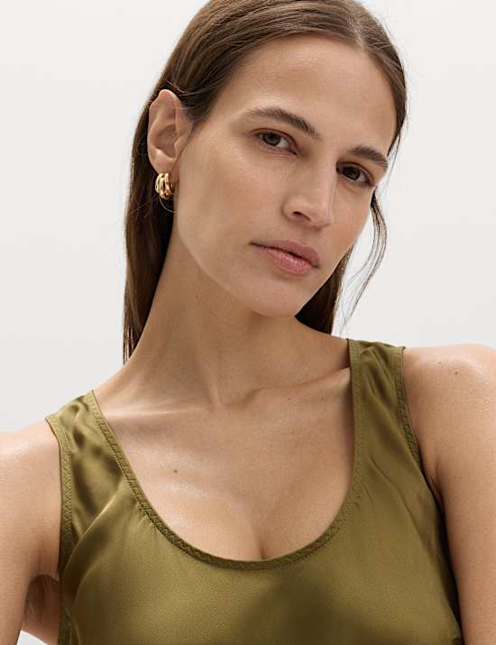 Midaxi-Tr&auml;gerkleid aus Satin mit U-Ausschnitt