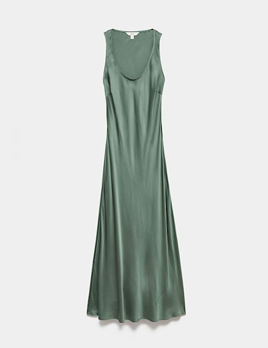Satin Scoop Neck Midaxi Slip Dress