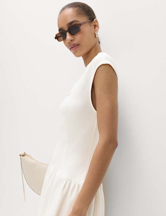 Jersey V-Neck Mini Drop Waist Skater Dress